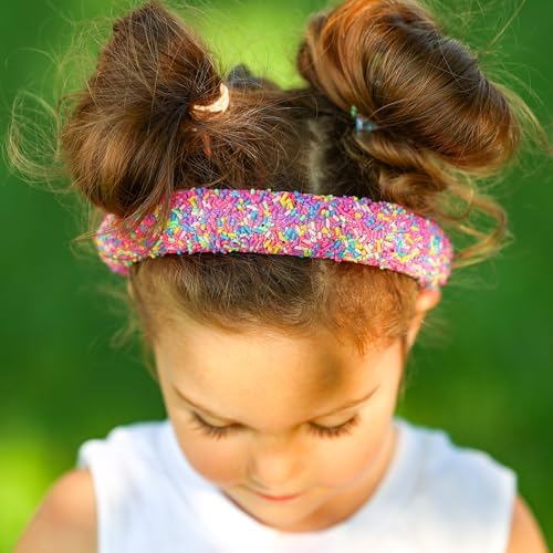 FROG SAC Sprinkle Headbands for Girls, Purple Padded Confetti Head Band for Kids, Thick Puffy Hair Bands for Children, Wide Little Girl Hairband Hair Accessories - Image 6