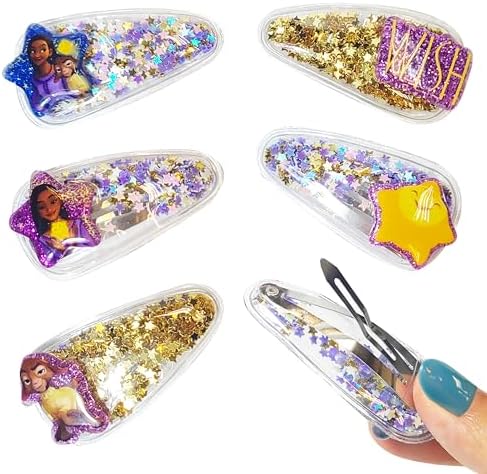 Disney Wish Girls Cute Hair Clips with Favorite Character Charms, Magical Confetti Hair Accessories for Toddlers Ages 3+ - Image 5