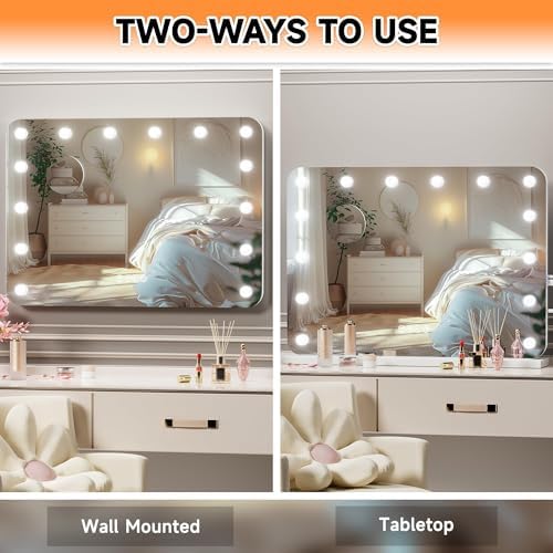 ouboyo 28" x 20" Large Hollywood Vanity Mirror with Lights Bulbs - Image 5