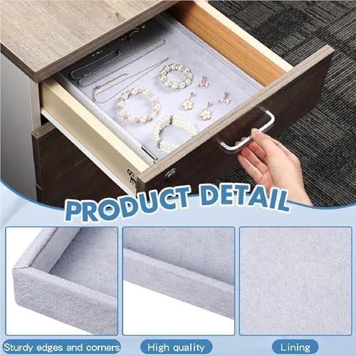 Quelay Velvet Stackable Jewelry Tray Showcase Display Grey 6 Pcs - Image 3