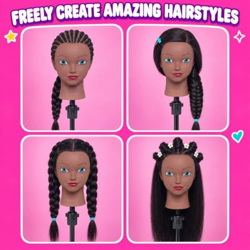 Mannequin Head with 80% Human Hair, 22" Doll Head for Hair Styling - Image 5