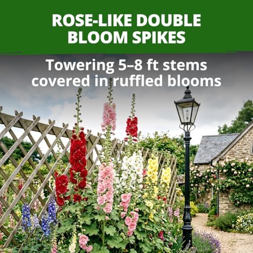 HOME GROWN Hollyhock Seeds, Chater's Double Mix, 100 Seeds, Alcea rosea - Image 2