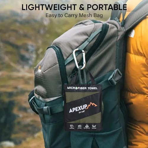 APEXUP Microfiber Travel Towel, Ultra Absorbent Quick Dry Towels, Lightweight Gym Sports Camping Towel for Workout, Yoga, Beach, Shower, Swimming (72"×40", Army Green) - Image 7