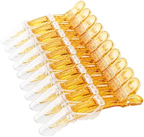 10pcs/set Multicolor Croc Alligator Clips - Transparent Plastic Hair Styling Sectioning Barrettes Professional Non Slip Salon DIY Accessories Hairpins (10pcs-Gold) - Image 3