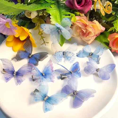 Hair Decoration Butterfly Clip-Moving Butterfly Hair Clips for Girls (Bule-10PCS) - Image 5