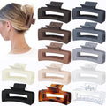 Sisiaipu 3.5 Inch Hair Clips - 12 Pcs Square Jaw Clips for Thick and Thin Hair, Rectangular Hair Accessories for Women and Girls - Neutral by SisiaipuHairClawClips