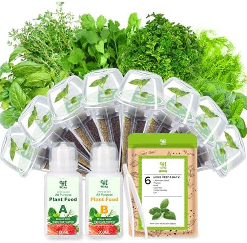 Herb Seed Pods for All Hydroponics Growing Systems, 8 Pods with 600+ Seeds of Cilantro, Thyme, Mint, Genovese Basil, Curly Parsley and Dill by HiHOYA