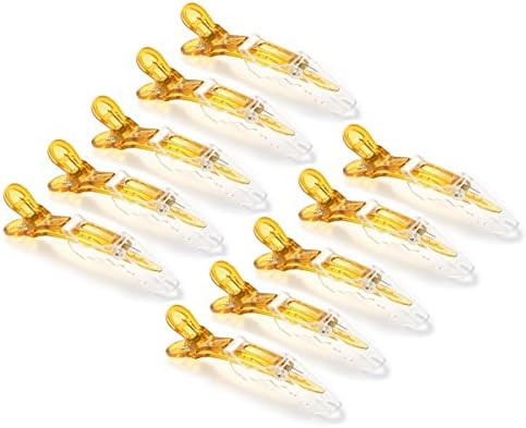 10pcs/set Multicolor Croc Alligator Clips - Transparent Plastic Hair Styling Sectioning Barrettes Professional Non Slip Salon DIY Accessories Hairpins (10pcs-Gold) - Image 4
