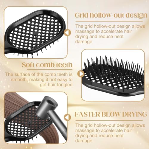 6Pcs Hair Brushes for Women Hair Comb Set Detangler Brush for Men and Women Wet Dry Curly Straight Hair - Image 4