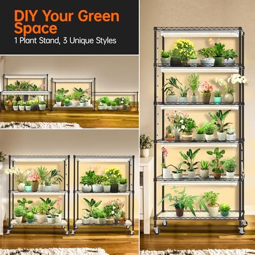DIY Plant Shelf with Grow Light, Adjustable, 29.5x13.8x70.9in - Image 5