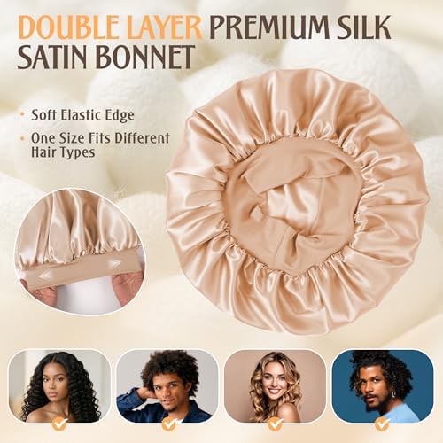 VarCozy Satin Bonnet for Sleeping, Double Layer Hair Bonnets for Women - Image 3