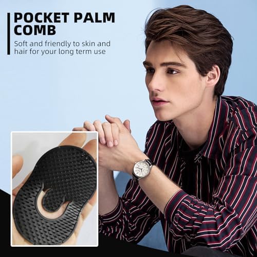 Soft 'N Style 2 Packs Pocket Palm Combs, Shampoo Comb, Massager Hair Brush Comb, Scalp Massager Brush Comb, Wave brush, Palm hair brush (Black) - Image 3
