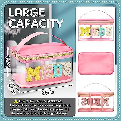 Geetery Meds Travel Bag Pink, Meds Chenille Letter Clear - Image 3
