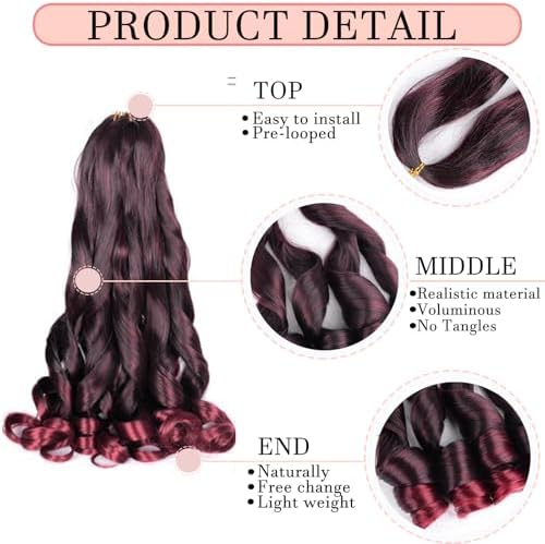French Curl Braiding Hair Extensions 8 Packs Crochet Braids for Black Women - Image 2
