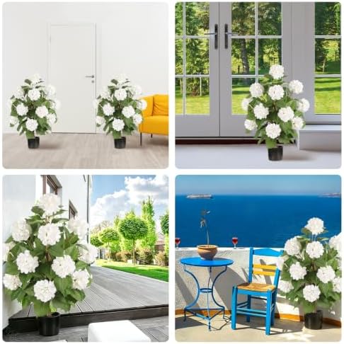 3FT Artificial Hydrangea Tree,White 2 Pack - Image 4