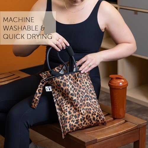 Bumkins Roamio Waterproof Wet Bag for Baby, Travel, Swim Suit, Cloth Diapers, Pump Parts, Pool, Beach, Gym Clothes, Toiletry, Hook to Stroller, Daycare, Zip Reusable Wetdry Pack Pouch, Leopard Print - Image 4