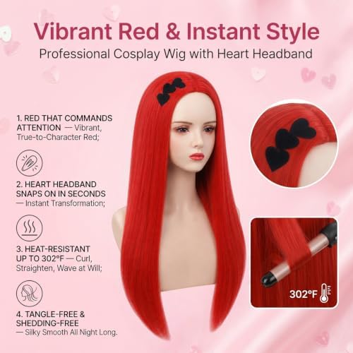 Mildiso 5pcs Kids Red Princess Cosplay Wig for Girls Halloween Costume M148 - Image 3