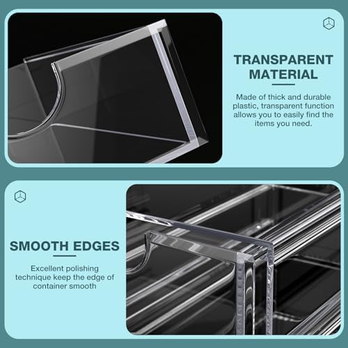 Clear Hair Accessory Organizer Box with 3 Drawers for Bathroom Vanity - Image 5