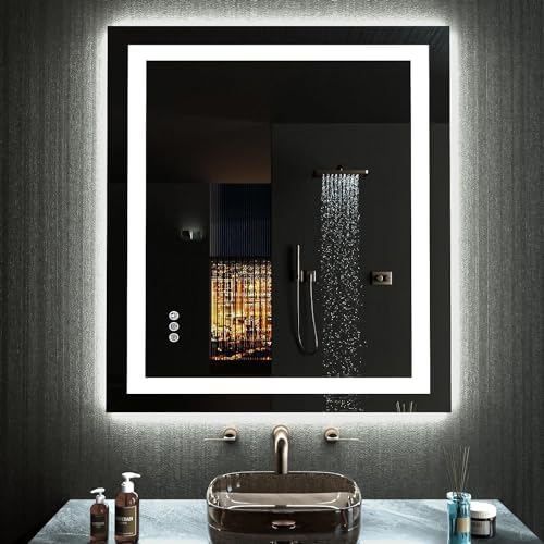 LOAAO 20"X28" RGB LED Bathroom Mirror with Lights, UL Listed by LOAAO