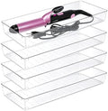 Manalete 4 Pcs Large Clear Plastic Drawer Organizer,15"x6" Vanity Organizer by Manelete