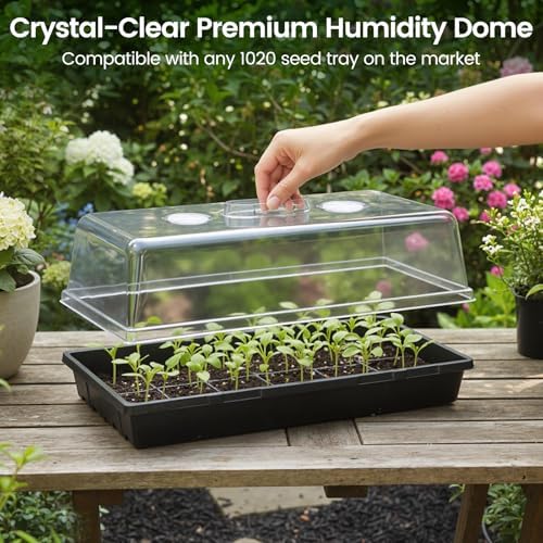20-Pack 5" Tall Humidity Domes for 1020 Trays – Clear Vented Propagation Covers with Adjustable Airflow – High-Clearance Seedling Lids for 10x20 Flats, Germination & Plant Cloning (20P-1020 5"Domes) - Image 3