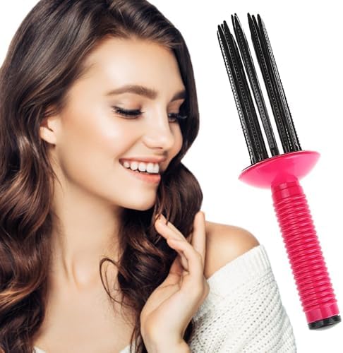 Generic Curly Hair Styler Tool, Air Volume Comb, Hair Styler for Curly Hair, Hair Curler, Hair Fluffy Curling Roll Comb, Curly Hair Styler Tool Hair Combs for Home Personal Use Travel (Red) - Image 4