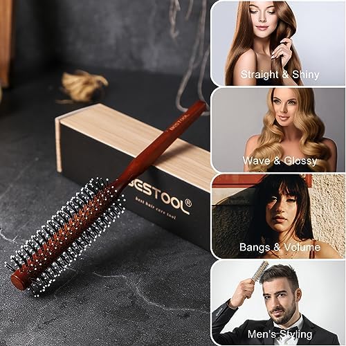 BESTOOL Small Brush for Short and Medium Hair, Blow Drying, Men's Beard Styling, Professional Smoothing and Curling Brush (Reddish brown) - Image 6
