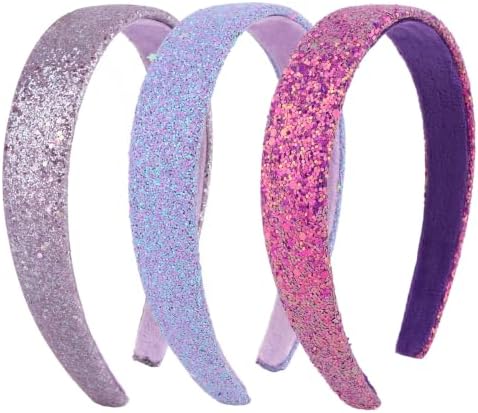 Headbands for Girls, 3 Pack Sparkly Glitter Toddler Girls Headbands by Uintoon
