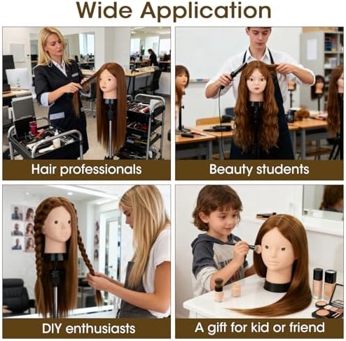 Mannequin Head with 80% Human Hair, TopDirect 24" Brown Makeup Real Hair - Image 6
