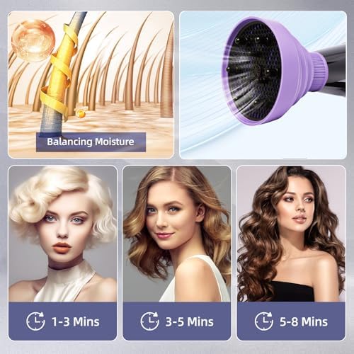 Universal Collapsible Hair Dryer Diffuser Attachment-Foldable Portable Travel and Easy Storage Fit Most Hair Dryers with Nozzle Diameter D-1.575Inch to 1.968 Inch (4-5cm)- Violet - Image 7