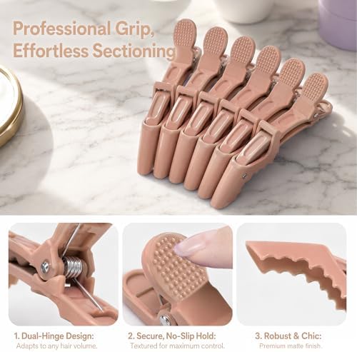 30 Pack Alligator Hair Clips, Sectioning Clips for Salon Coloring, Cutting & Styling, Durable Plastic Barber Hairdressing Tools, Strong Grip Crocodile Clips for Women Men Kids (Dusty Pink) - Image 3