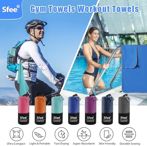 Sfee 2 Pack Camping Towel, Quick Dry Towel Super Absorbent Travel Microfiber Towels, Fast Drying Compact Soft Lightweight Sports Towel Set for Beach, Hiking, Travel, Gym, Backpacking, Pool +Carabiner - Image 5