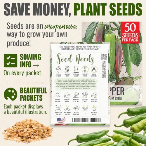 Seed Needs Anaheim Hot Pepper Seeds to Plant Vegetables - 20 Packs - Image 3
