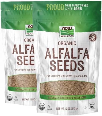 NOW Foods,Organic Alfalfa Seeds For Sprouting,Grown in the USA,Certified Non-GMO,12-Ounce (Packaging May Vary),(Pack of 2) by NOW