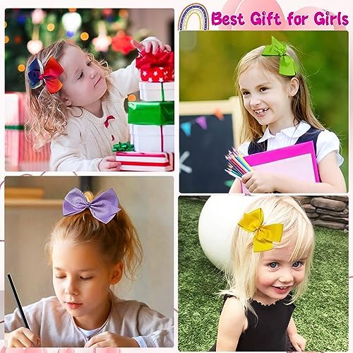 5 Inch Hair Bows for Girls, Colorful Little Girls Hair Bow 18 Pcs - Image 3
