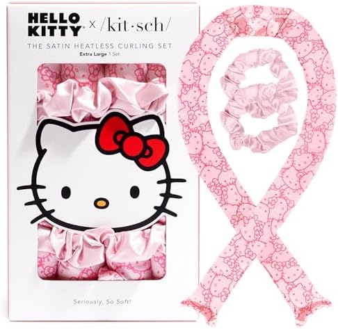 Hello Kitty x Kitsch Heatless Curls Overnight Set – Pink Kitty Faces by Kitsch