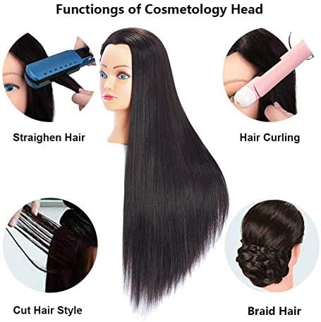 headdoll Mannequin Head Styling Mannequin Head for Hair Styling and Free Table Stand Training Head Manikin Cosmetology Doll Head with Long Fiber Hair Hairdresser Practice Head for Stylist - Image 6