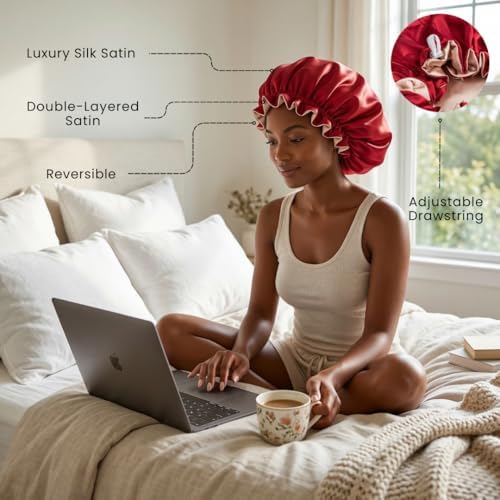 Silk Satin Hair Bonnet for Sleeping Reversible - Image 3