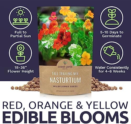 Nasturtium Seeds – Mixed Colors – Bulk Quarter Pound Bag – Over 900 Open Pollinated Non-GMO Flower Seeds – Tropaeolum majus - Image 6