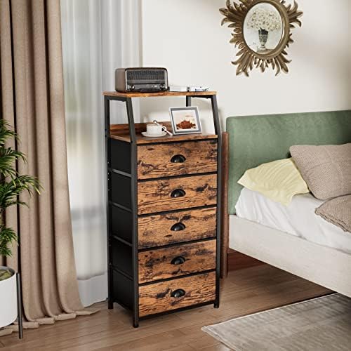 Furnulem Dresser for Bedroom, 5 Drawers Tall Nightstand, Chest of Drawers - Image 6