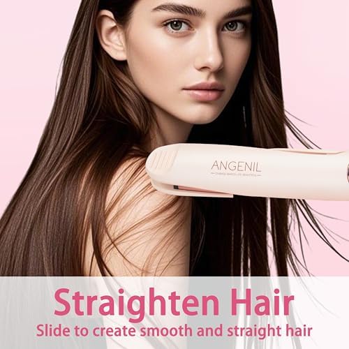 ANGENIL Pro Hair Straightener and Curler 2 in 1, Twist Flat Iron Hair Straightener for Women, Dual Voltage Round Pink Flat Iron with Anti-Scalding Silicone Mat, 11 Adjustable Temp for All Hair Types - Image 3