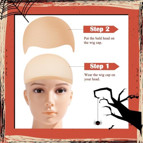 Bald Cap with Nylon Wig Cap, Standard Size for Halloween Cosplay - Image 4