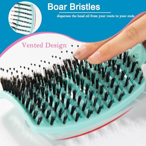 Boar Bristle Hair Brush Set – Wet/Dry Detangler for All Hair Types - Image 3