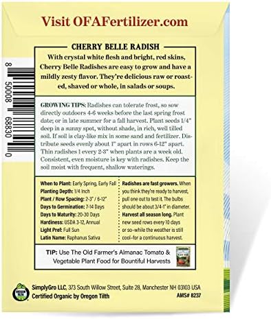 The Old Farmer's Almanac Organic Radish Seeds (Cherry Belle) - Approx 400 Seeds - Certified Organic, Non-GMO, Open Pollinated, Heirloom, USA Origin - Image 3