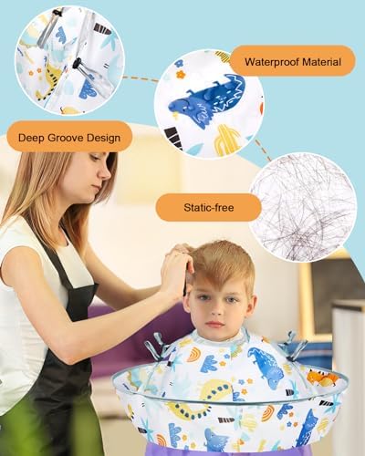 Lictin Haircut Capes Umbrella for Kids - Hair Cutting Haircut Cape Kids Waterproof Foldable Adjustment - Image 4