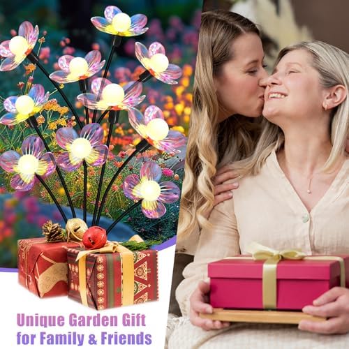 Solar Garden Lights Flowers 4 Pack of 24 LEDs Swaying Firefly Garden Decor - Image 5