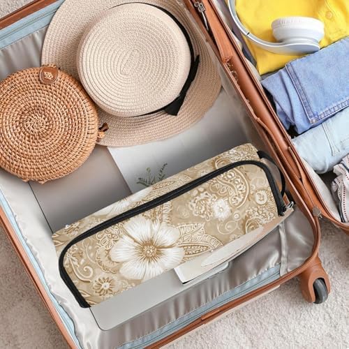 Hair Tools Travel Bag with Heat Resistant Mat 2-in-1 Hot Tools Travel Bag Organizer Flat Curling Iron Travel Case for Straightener Retro Beige Paisley - Image 7