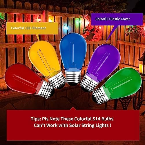 S14 E26 LED 1W String Light Replacement Outdoor Bulbs, Multicolor, 15-Pack - Image 6