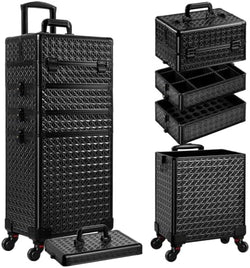 AROUS 5 in 1 Rolling Makeup Train Case with Lid Cosmetology Case on Wheels by Unknown