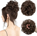 CJL HAIR Large Messy Bun Hair Piece Wavy Curly Scrunchies Synthetic Chignon Ponytail Hair Extensions Thick Updo Hairpieces for Women Ginger Brown by CJLHAIR